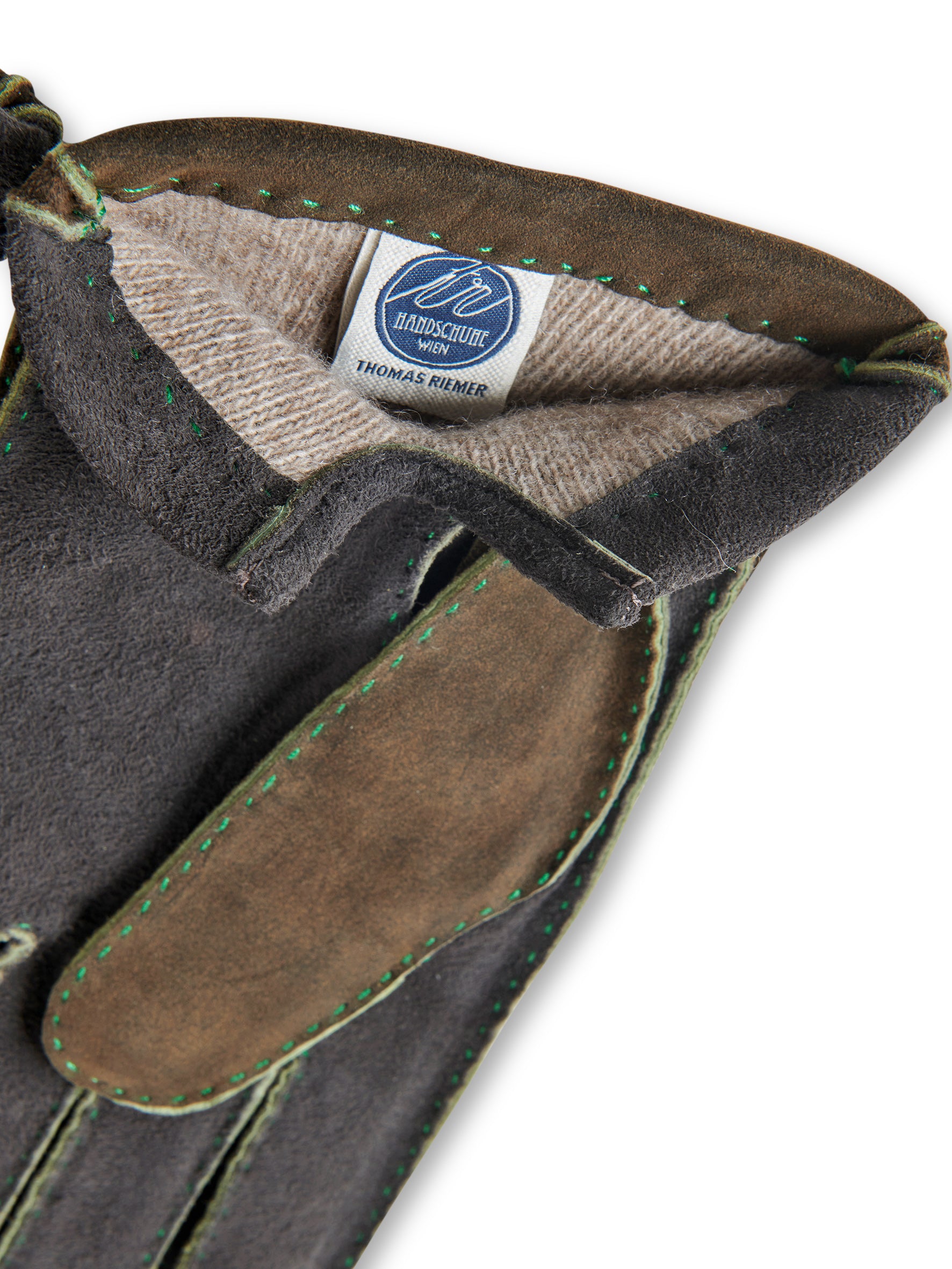 Dark green goatskin gloves with cashmere lining